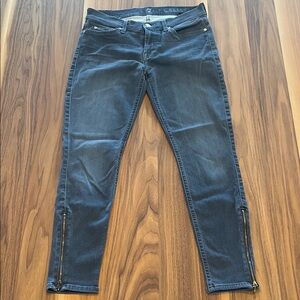 7 For All Mankind Grey Skinny Jeans with Zipper Detail, size 29.